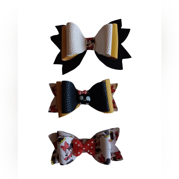3 Hair bows clip for girl minie mouse/skull - Picture 1 of 3